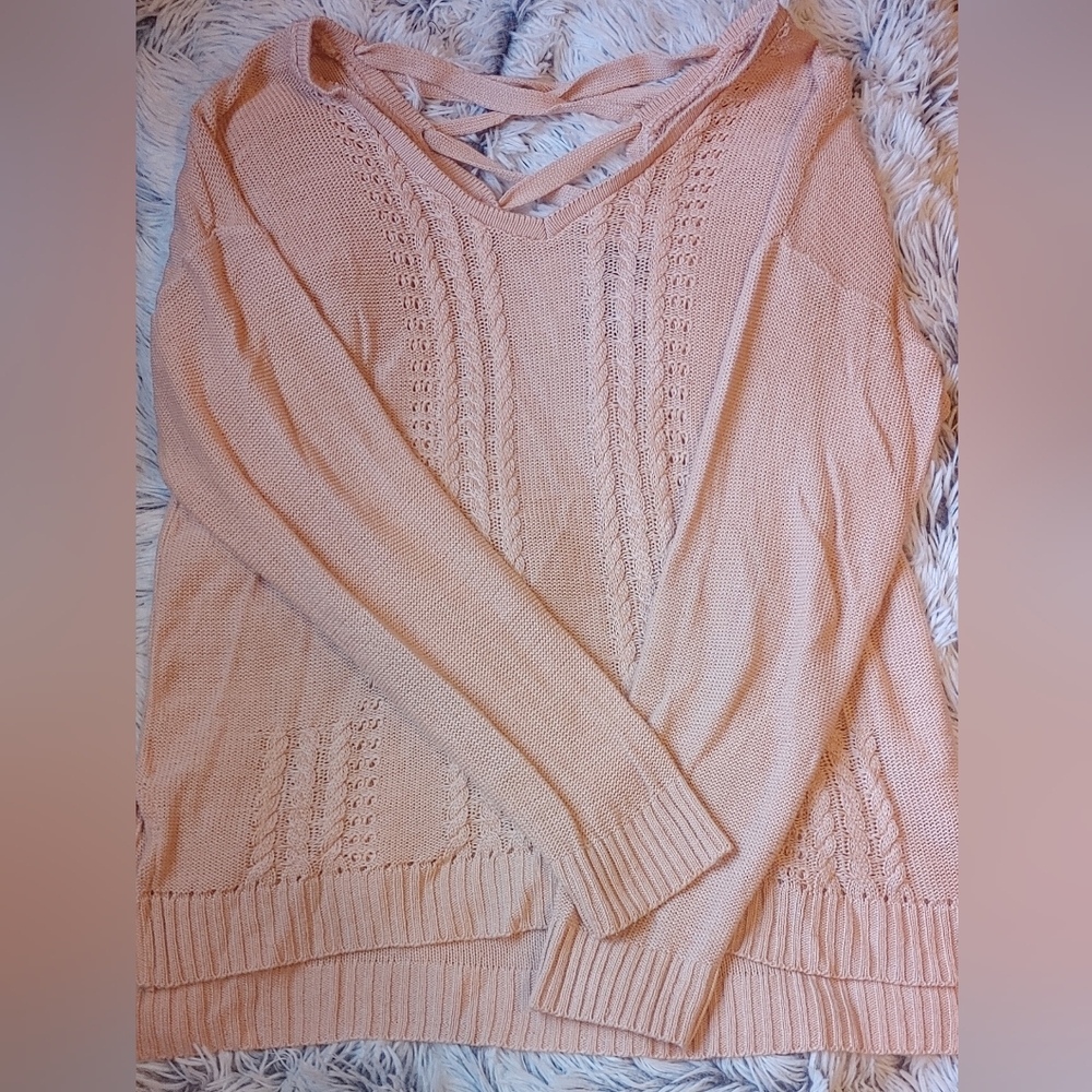 Baby Pink Cable Knit Sweater